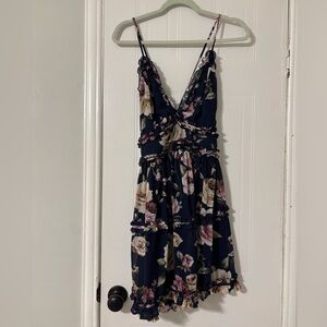 Fashion Nova Navy and Pink Floral Dress